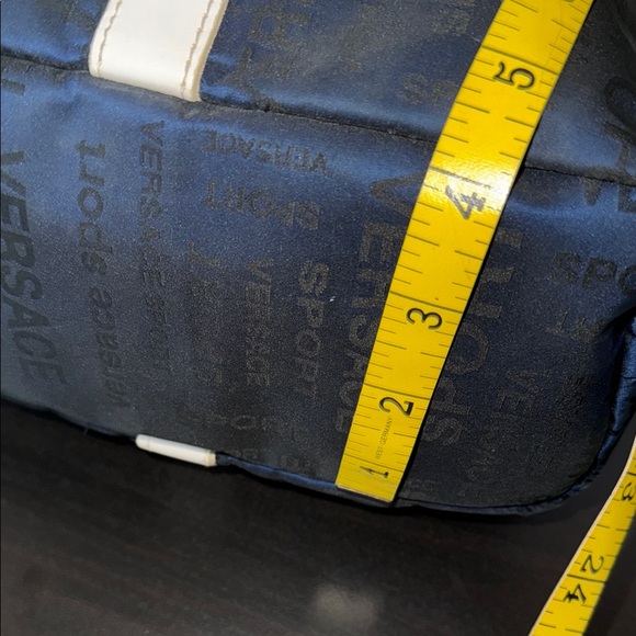 Versace Blue Nylon with White Leather Mini Bag with Elegant Logo Design - Picture 16 of 16